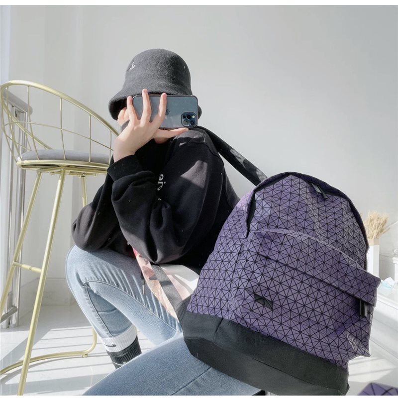 Women's & Men's Home Geometric Rhombus Silicone Large Capacity Computer Leisure Backpack
