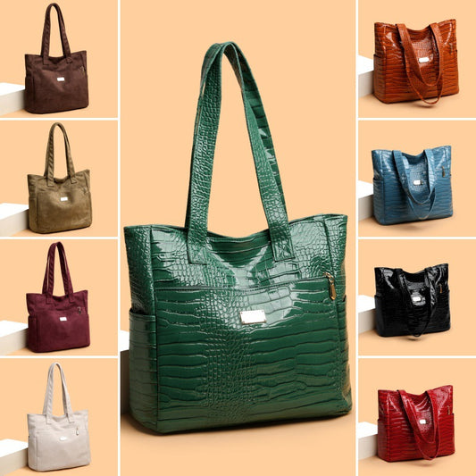 Classic Crocodile Leather Versatile Large Capacity Handbags