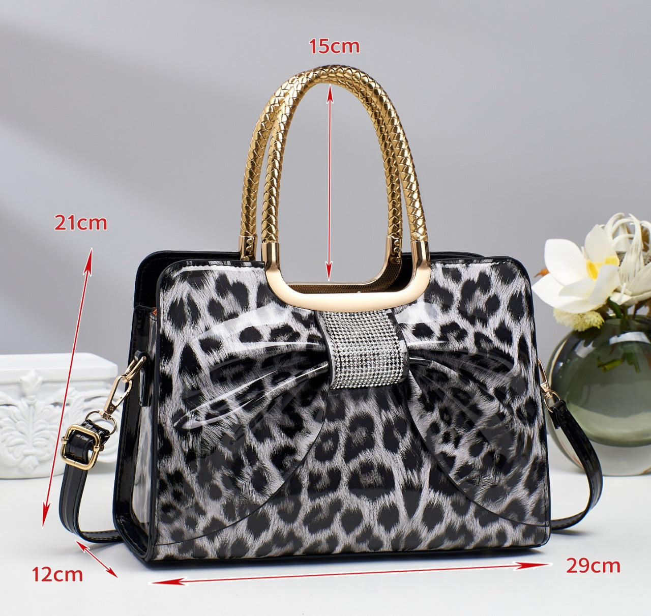 Women's Temperament Wild Elegant Bowknot Leopard Print Handbags