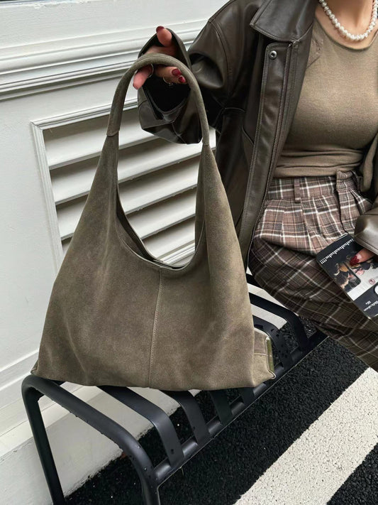 Frosted Cowhide Big Underarm Large Capacity Tote Bag