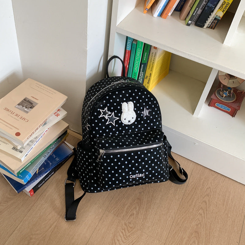 Rabbit Polka Dot Simple Large Capacity Lightweight Women's Backpack