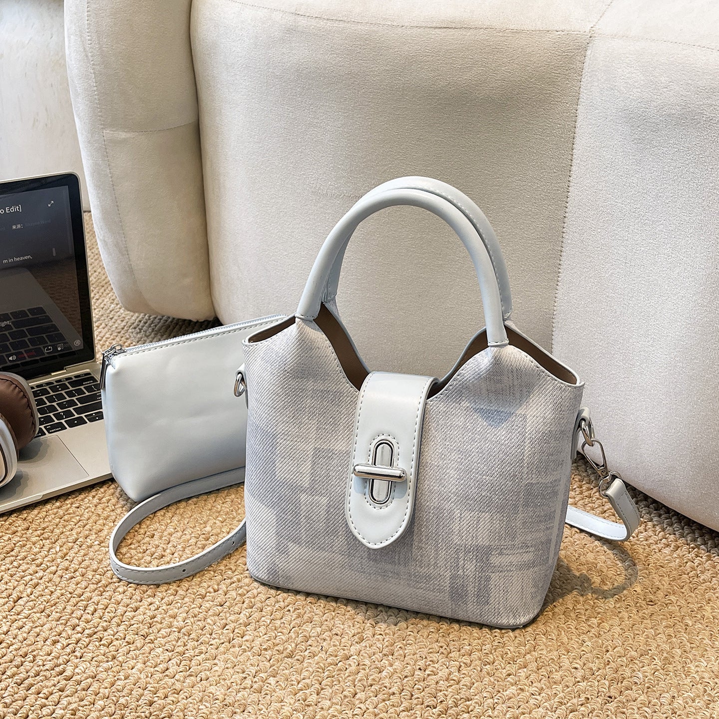Women's Large Capacity Portable Vegetable Basket Fashion Bucket Bag