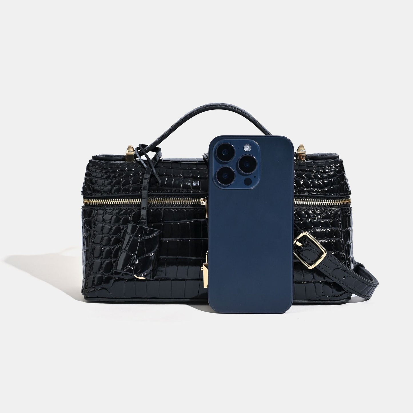 Women's Genuine Leather First Layer Cowhide Crocodile Pattern Lunch Box Fashion Shoulder Bags