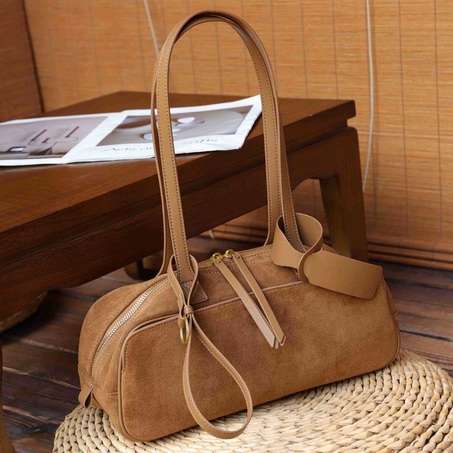 Women's First Layer Frosted Cowhide Boston Vintage Genuine Shoulder Bags
