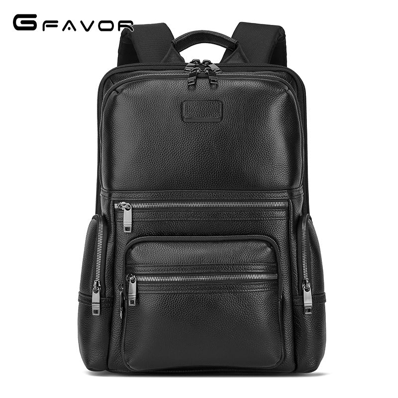 Men's Leather Independent Computer Warehouse Portable Fixed Business Backpack