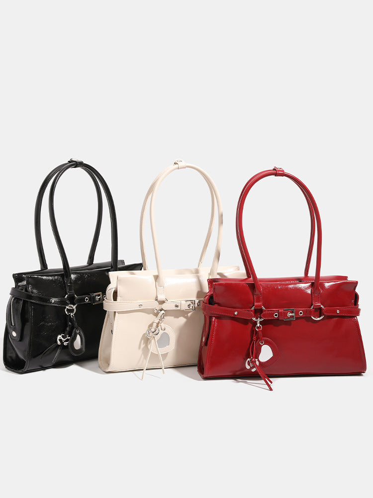 Gold Red Sweet Cool Large Capacity Baguette Bridal Wedding Winter Shoulder Bags
