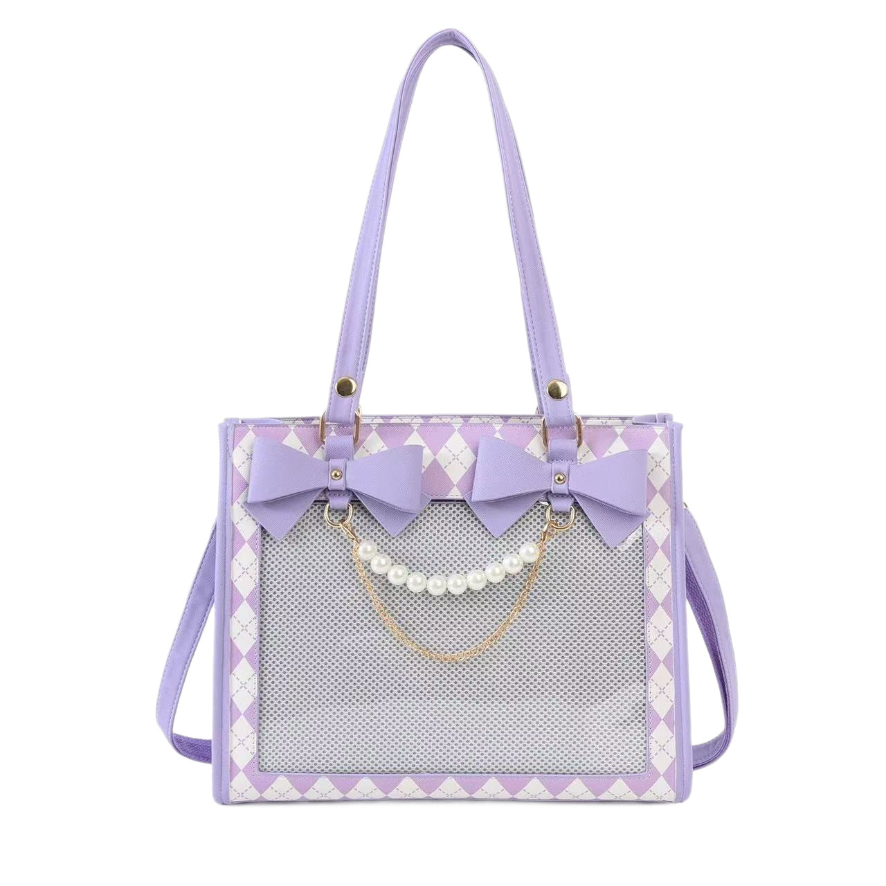 Wu Dong Shop Two-dimensional Bar Badge Transparent Cartoon Female Strawberry Women's Shoulder Bag