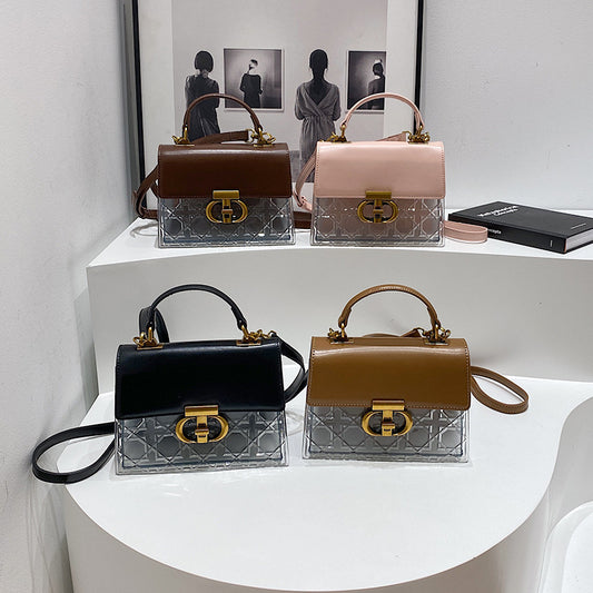 Women's Transparent Diamond Plaid Fashion Retro Shoulder Bags