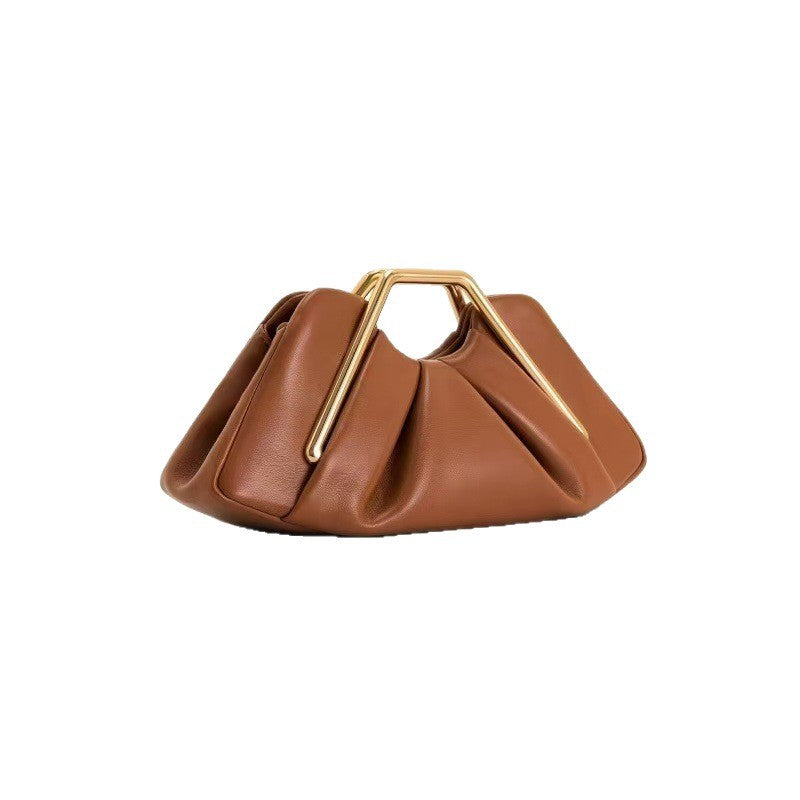 Women's Soft Leather Fashion Cloud Pleated Dinner Advanced Women's Handbag