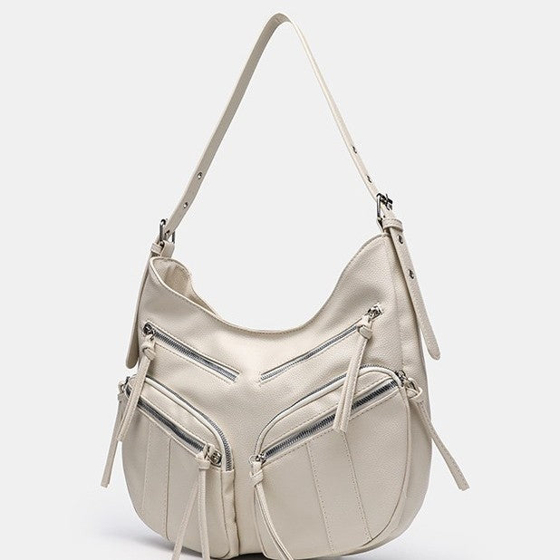 Women's Korean Style Adjustable Soft Leather Textured Lychee Pattern Large Underarm Bag