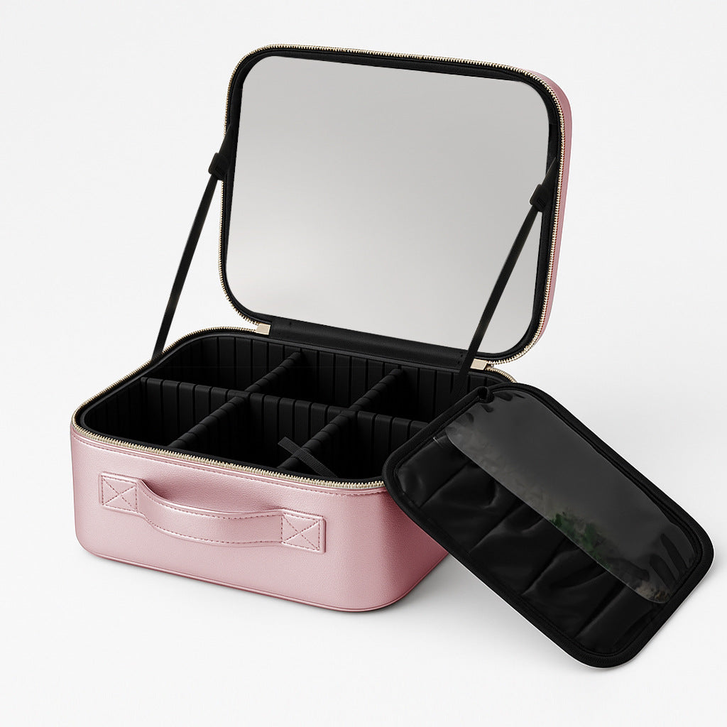 Box With Light Mirror Large Capacity High-grade Makeup Bag