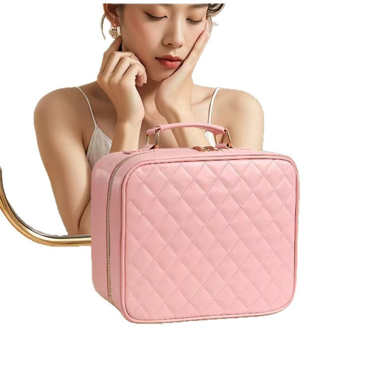 High-grade With Mirror Cosmetics Light Partition Layered Makeup Bag