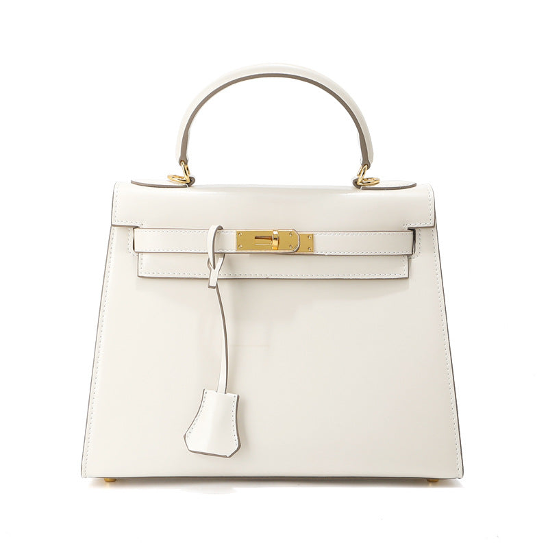 Women's Glossy Kelly Cowhide Leather Second Generation Large Capacity Women's Shoulder Bag