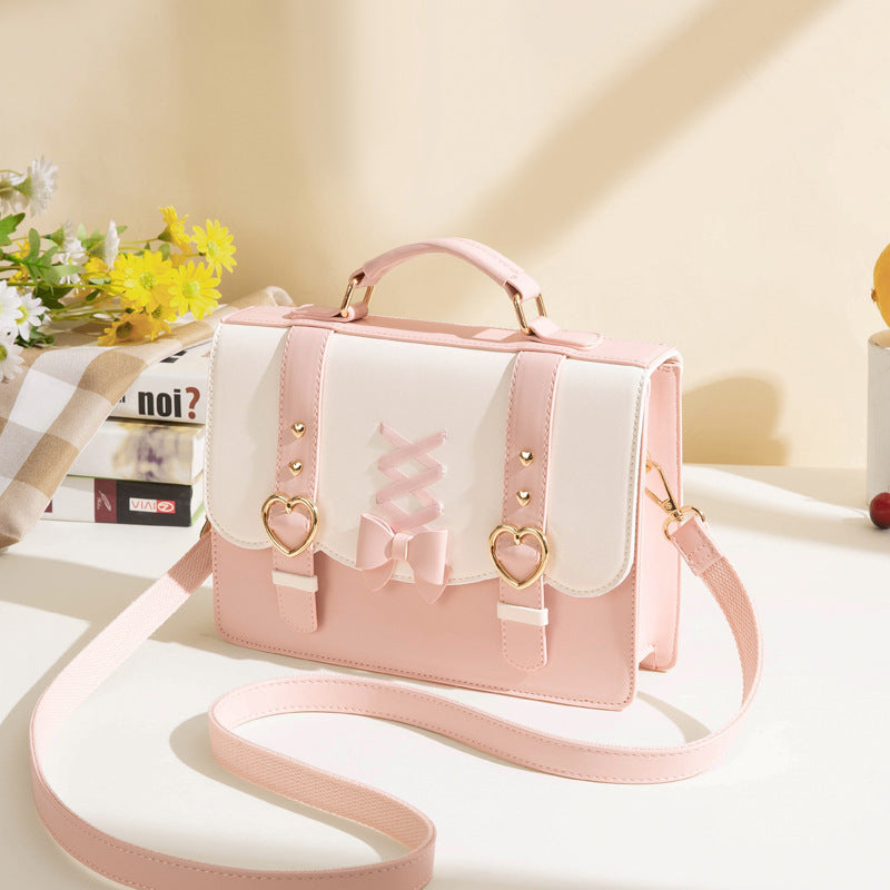 New Women's Contrast Color Bow Ribbon Women's Shoulder Bag