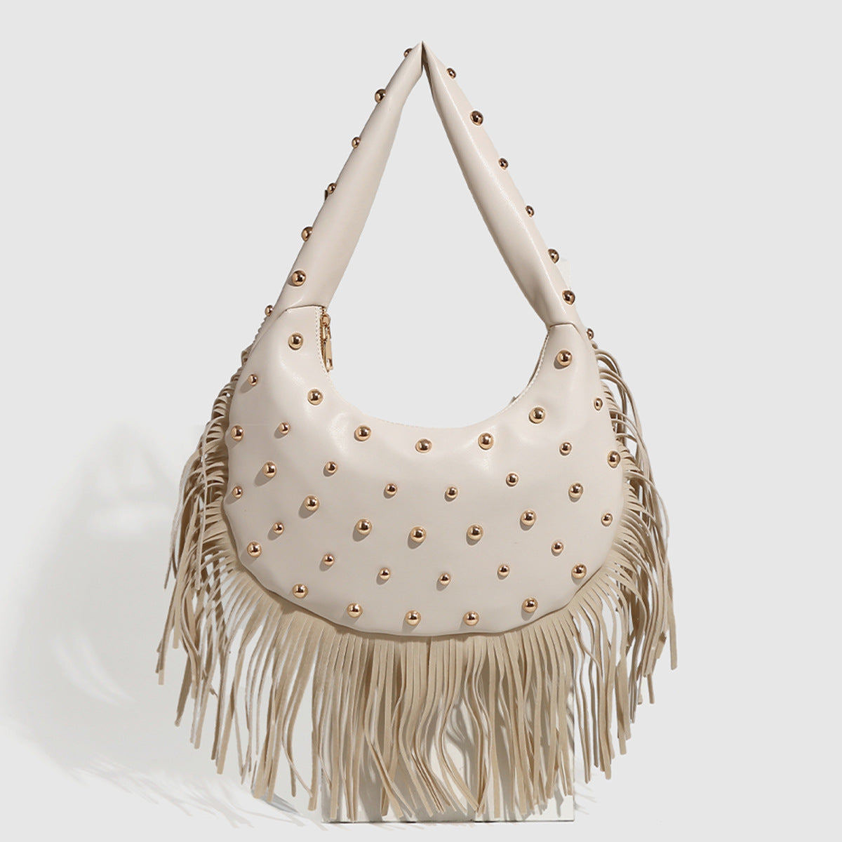 Women's Trendy Retro Personalized Tassel Rivet Simple Women's Shoulder Bag