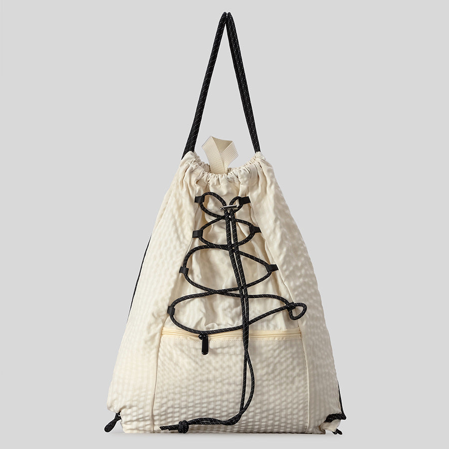 Women's & Men's Capacity Lightweight Nylon Strap Drawstring Good-looking Early Leisure Backpack