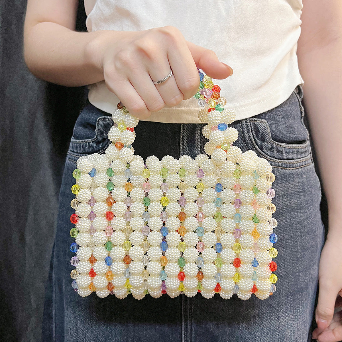 Handmade Beaded Waxberry Beads High-grade Niche Handbags