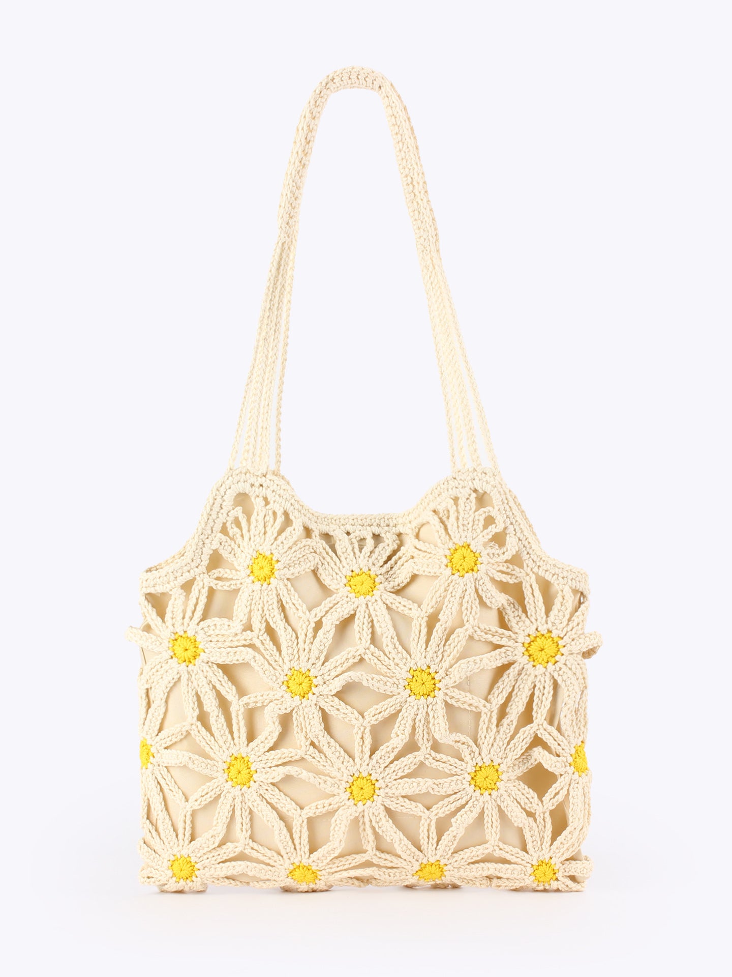 Women's Hand-woven Cotton String Hollow Flower Seaside Holiday Women's Shoulder Bag