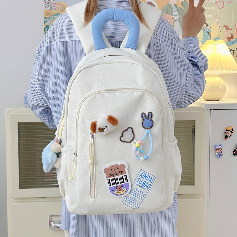 Style Good-looking Early Solid Color High College Western Leisure Backpack