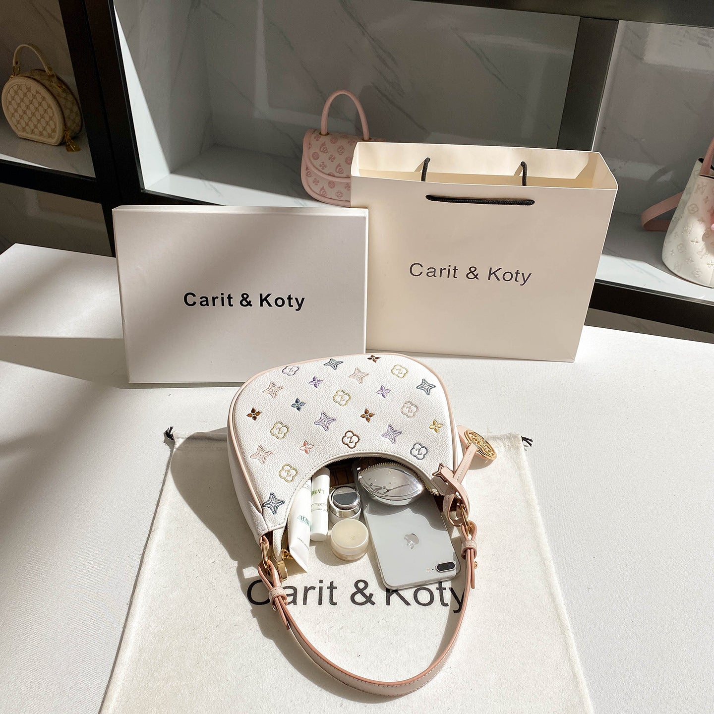 Design Contrast Color Embroidery Baguette High-grade Bags