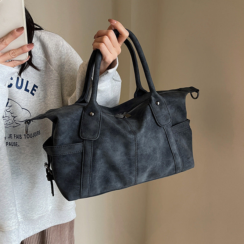 Retro Frosted Textured Large Capacity Commute Business Handbags