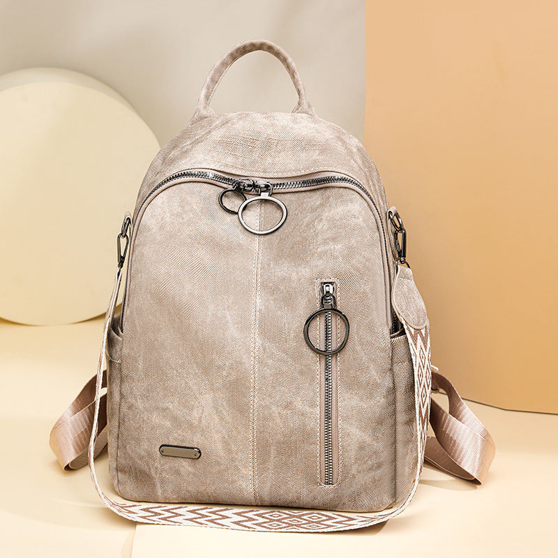Women's Soft Leather Summer Retro Korean Style Large Capacity Women's Backpack