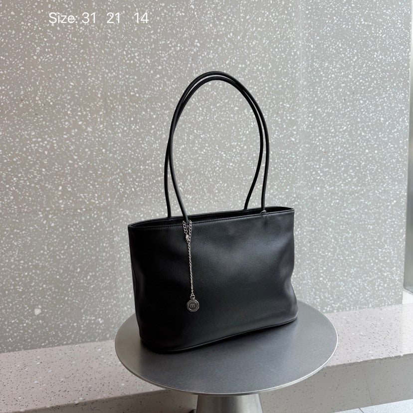 Cowhide Solid Color Simple Lazy Daily Women's Shoulder Bag