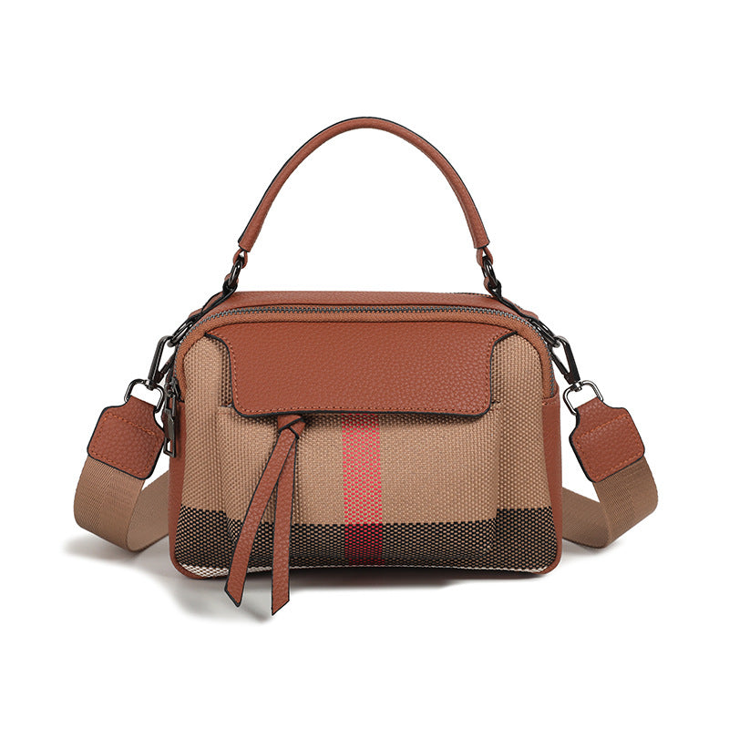 Women's Plaid Genuine Leather Fashionable Portable High-grade Bags
