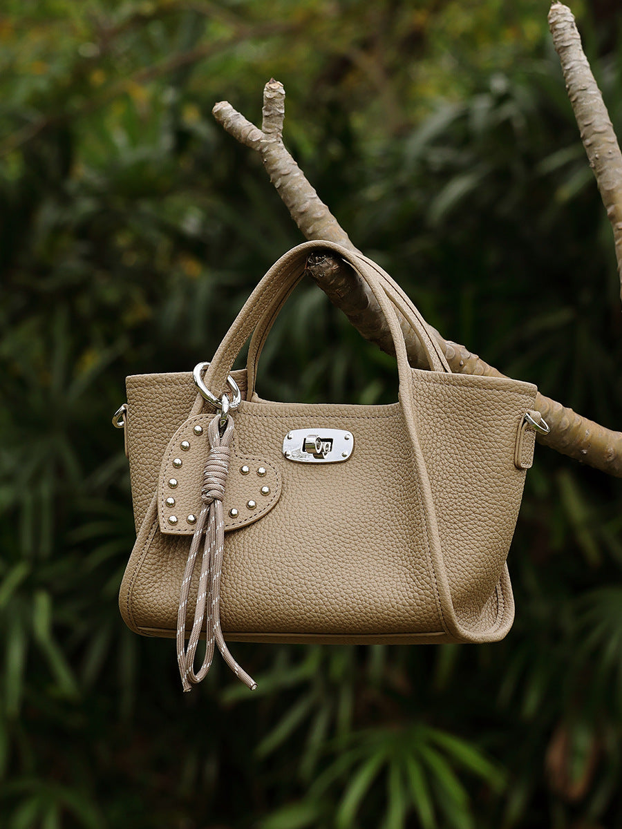 Women's First Layer Cattlehide Leather Fashion Portable Vegetable Basket Wild Genuine Women's Messenger Bag