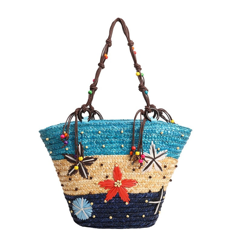 Women's Knitted Hand-woven Flower Beach Holiday Shell Women's Shoulder Bag