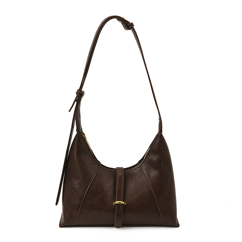 Women's Retro Soft Leather Baguette Fashion Underarm Bag