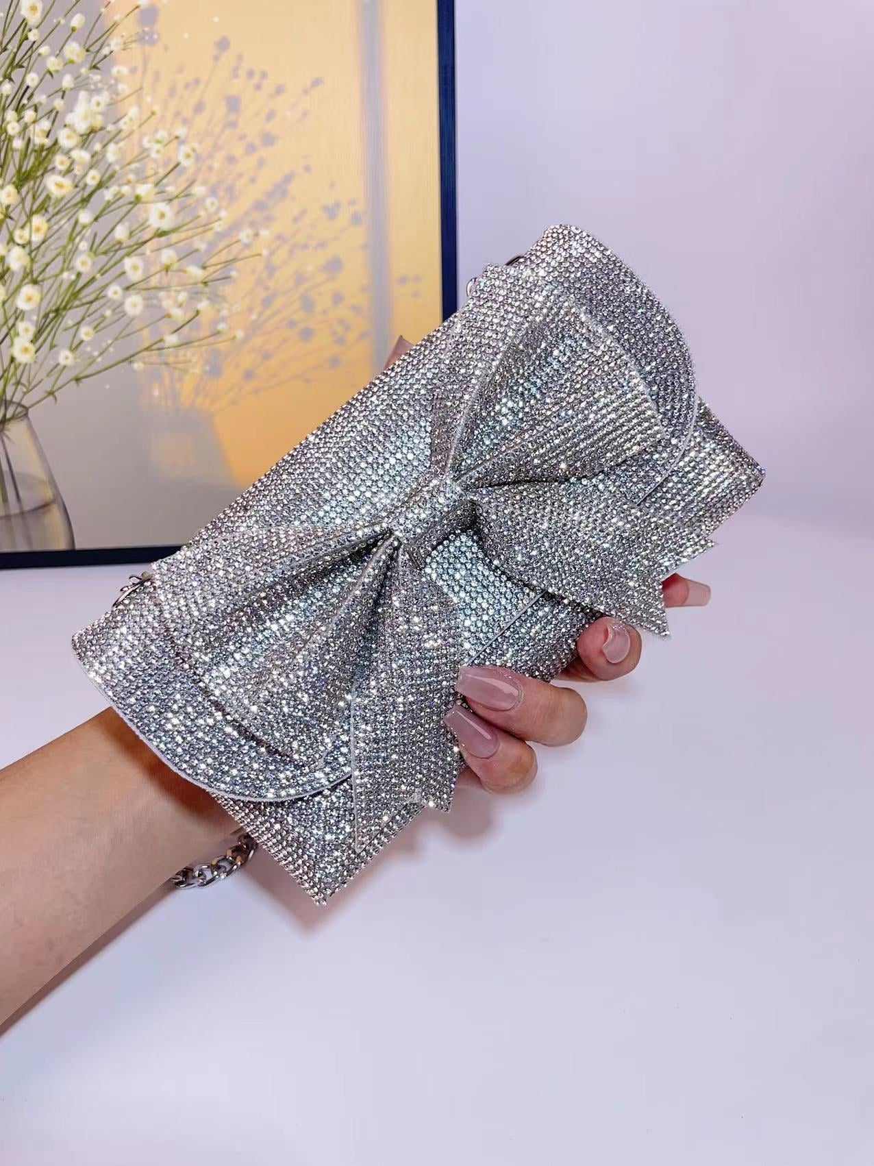 Unique New Rhinestone High-grade Bow Shiny Bags