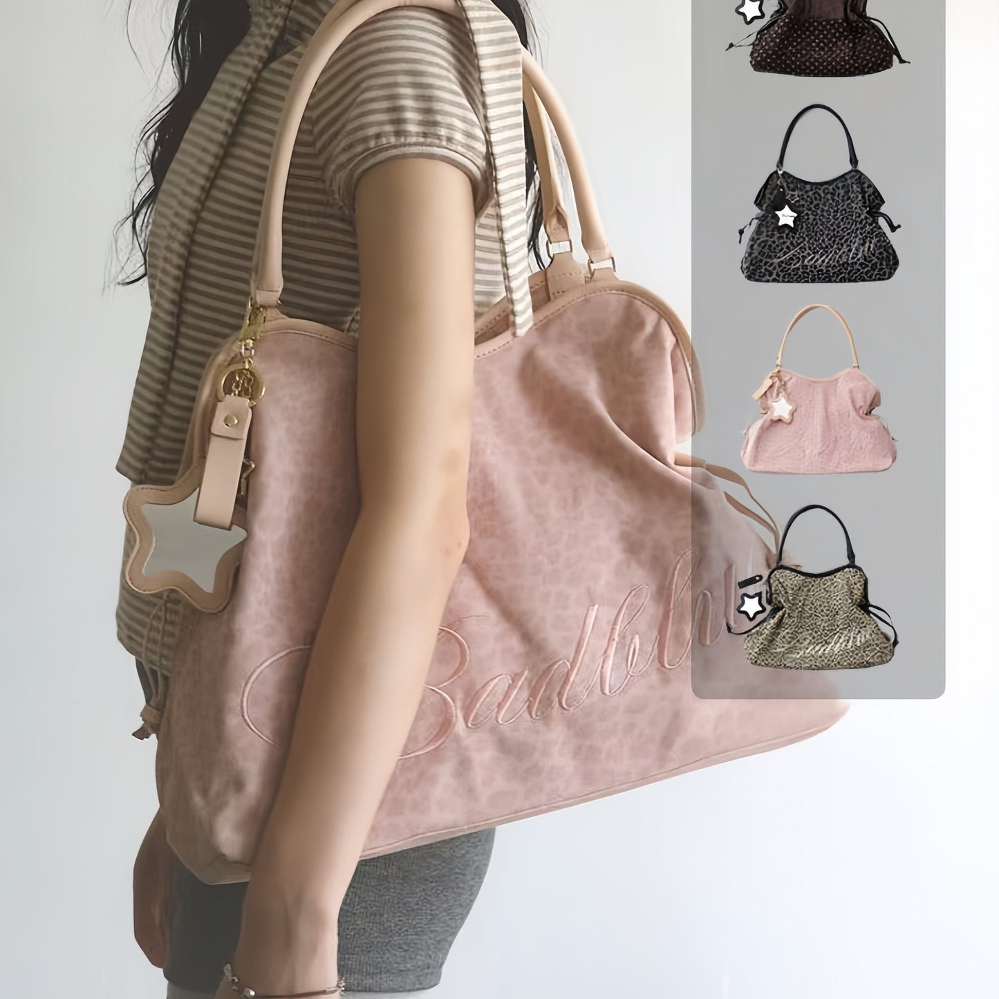 Leopard Print Dessert Millennium Cool Sweet Wind Drawstring Tote Bag