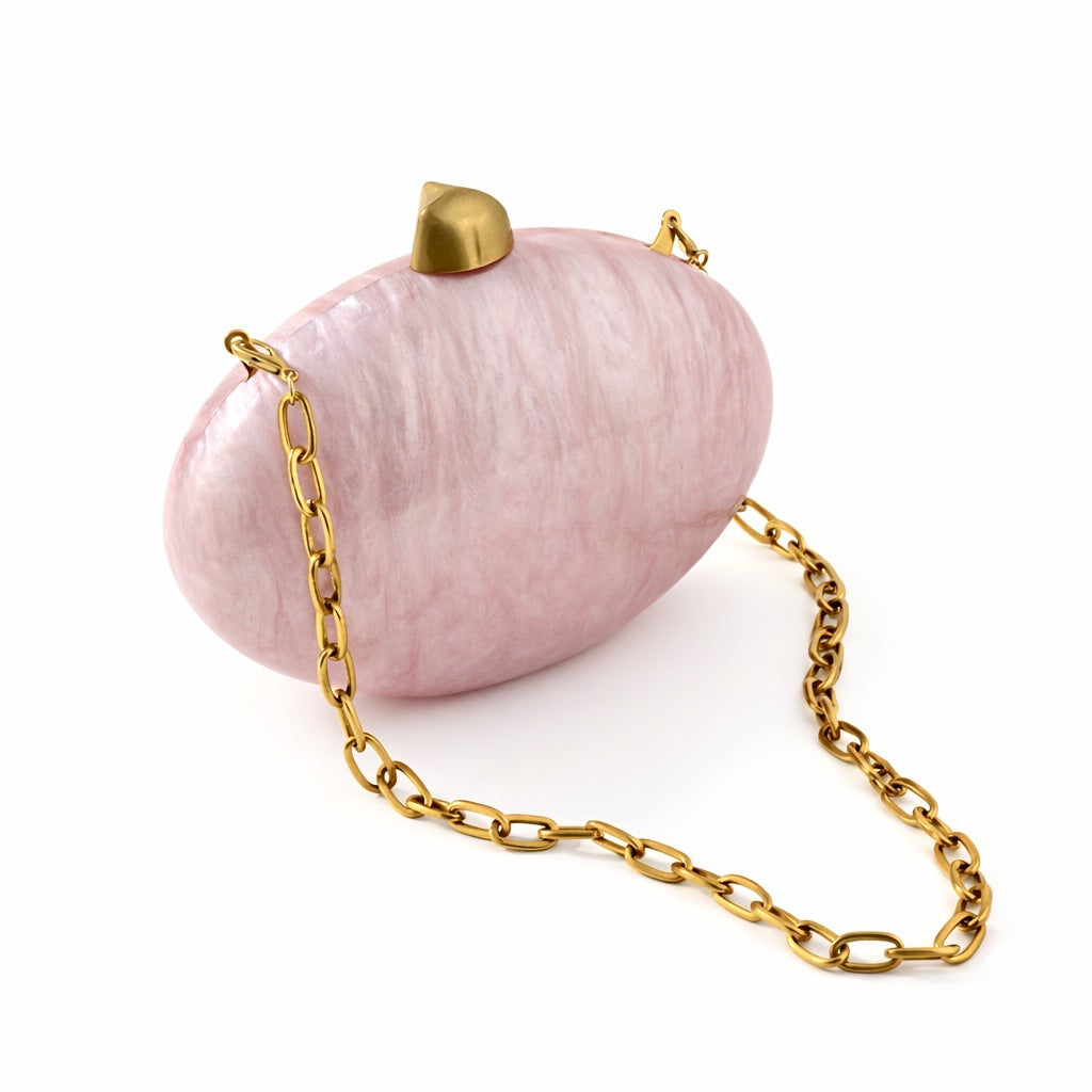 Women's Beige Semicircle Acrylic Clutch Wedding Fashion Bags
