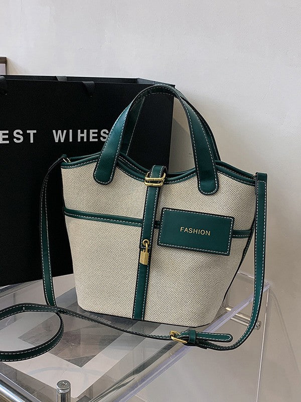 Women's Popular Retro Canvas Hand Holding Fashion Color Bucket Bags