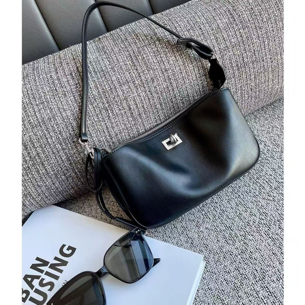 Pretty Callie Baguette High-grade Leather Motorcycle Small Square Bags