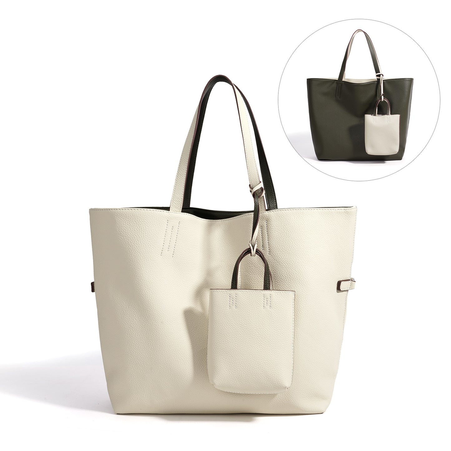 Leather Double-sided Cattlehide Surface Simple Large Bags