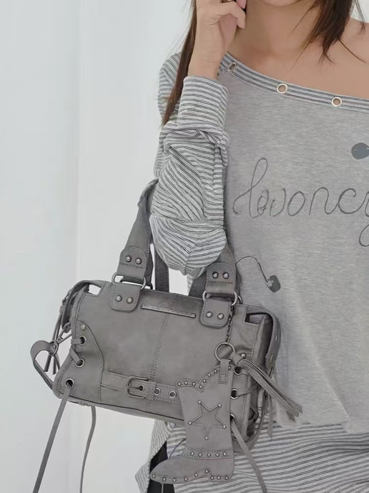 Women's Niche Large Capacity Retro Rivet Strap Tote Bags