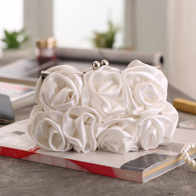 Banquet Portable Dress Garment Rose Flower Bridal Wedding Sweet Hand Bags