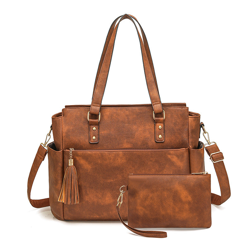 Women's Fashion Large Capacity Tassel Zipper Mother Women's Handbag