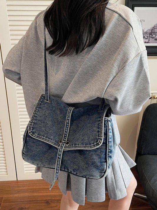 Women's Retro Denim Large Capacity Leisure Commute Tote Bag