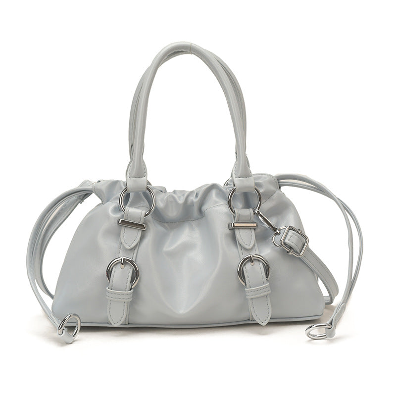 Women's Korean Style Soft Leather Pleated Portable Cloud Fashionable Texture Women's Shoulder Bag
