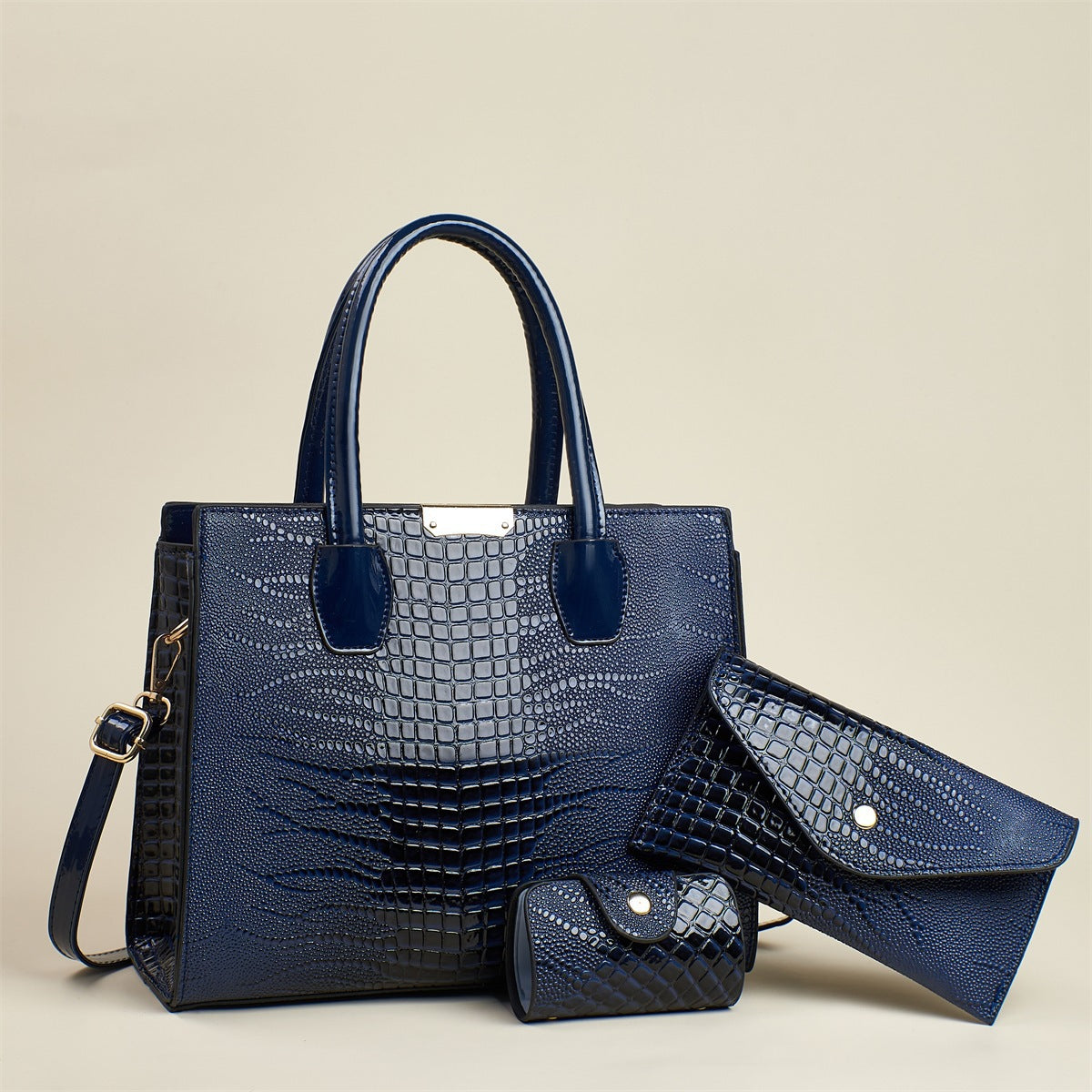 Women's Crocodile Pattern Fashionable Three-piece Large Capacity Women's Shoulder Bag