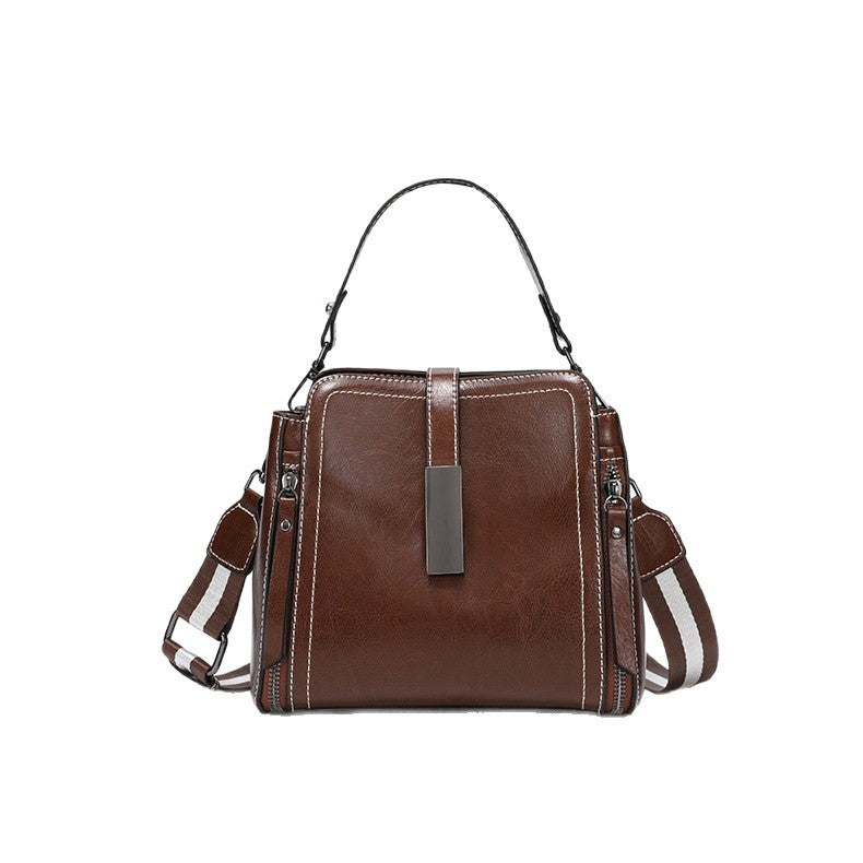 Women's Genuine Leather Fashion Portable Large Capacity Bucket Bags