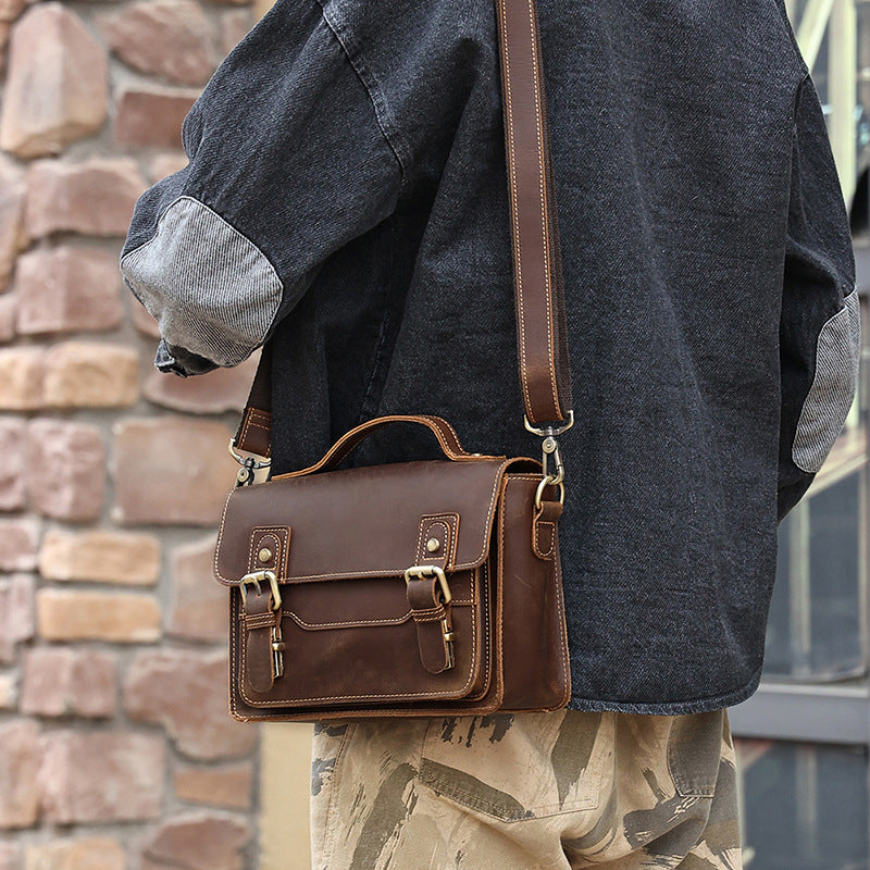 Men's Crazy Horse Leather Commuter Genuine Portable Shoulder Bags