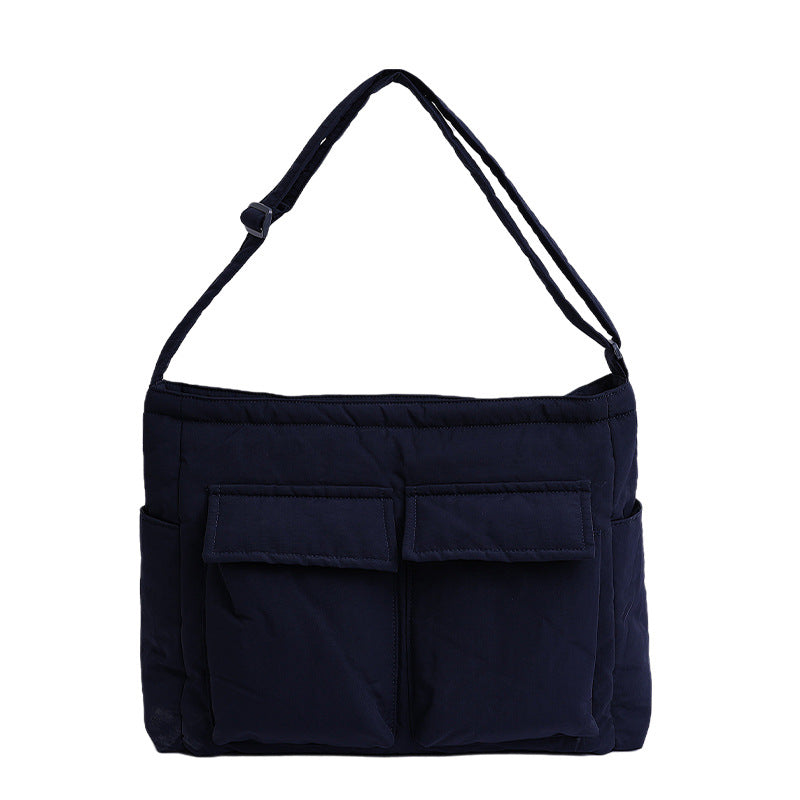 College Solid Color Commuter Super Light Large Capacity Class Nylon Shoulder Bags