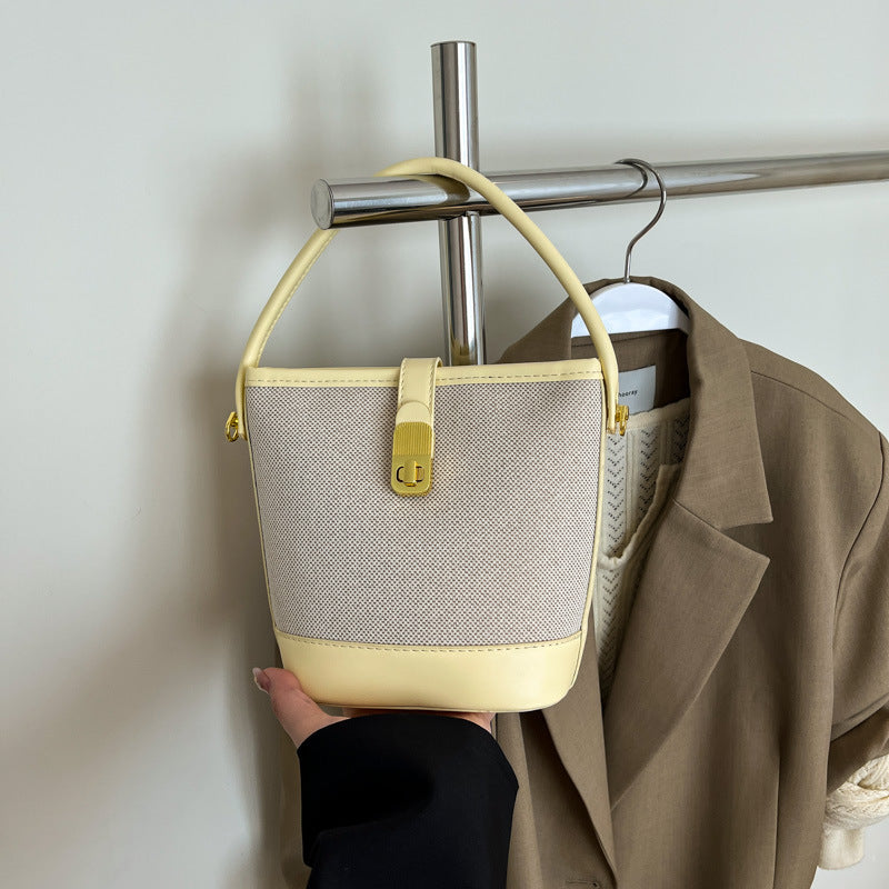 Women's Niche Retro High-grade Versatile Stitching Bucket Bag