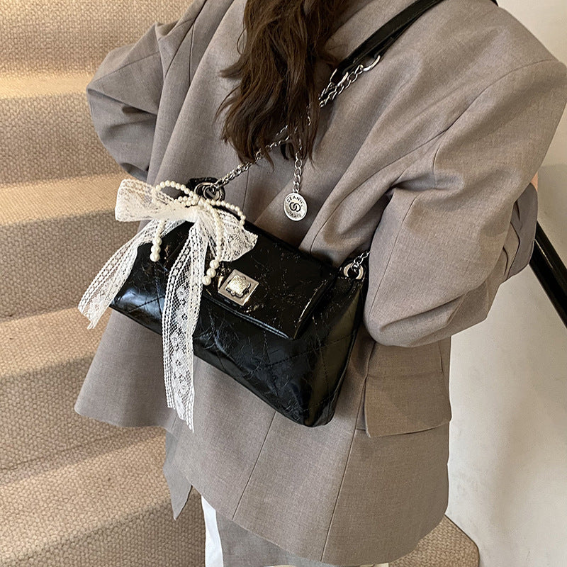 Women's Style Diamond Pattern Chain Summer Plaid Twist Leisure Women's Messenger Bag