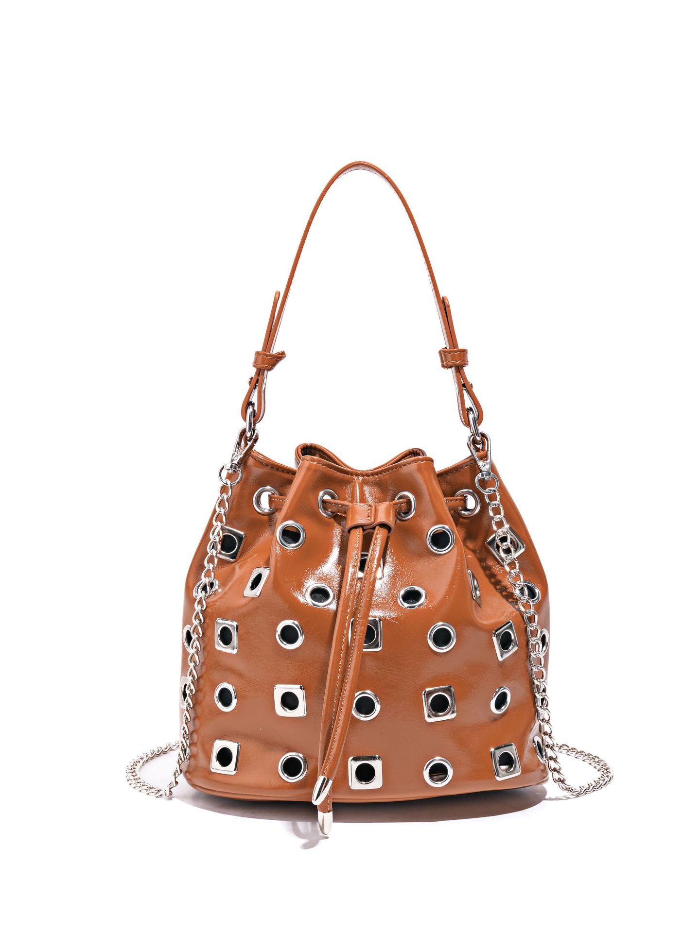 Women's Rivet Drawstring Eyelet Punk Hollow Chain Women's Handbag