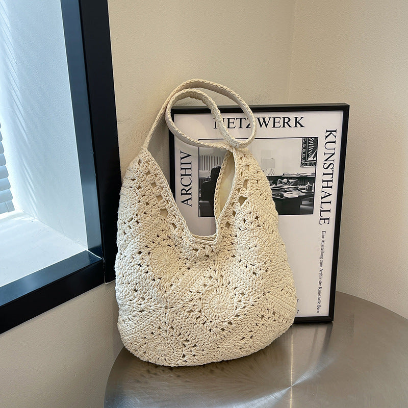 Women's Artistic Woven Trendy Mori Vacation Style Large Shoulder Bags